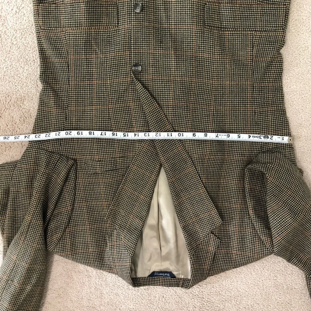Burberrys Vintage Mens Houndstooth Wool Blazer 46 Long